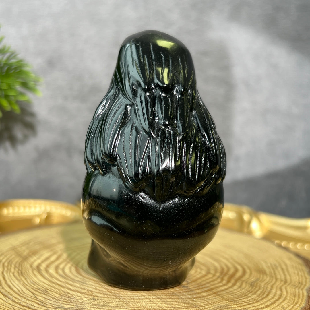 Obsidian Eagle Skull Carving