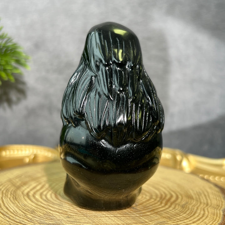 Obsidian Eagle Skull Carving