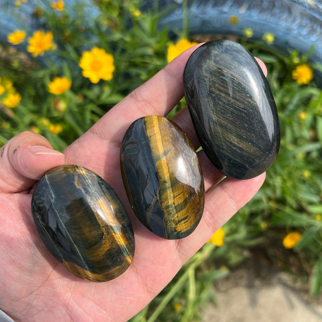 Tiger Eye Jasper Palm Stone