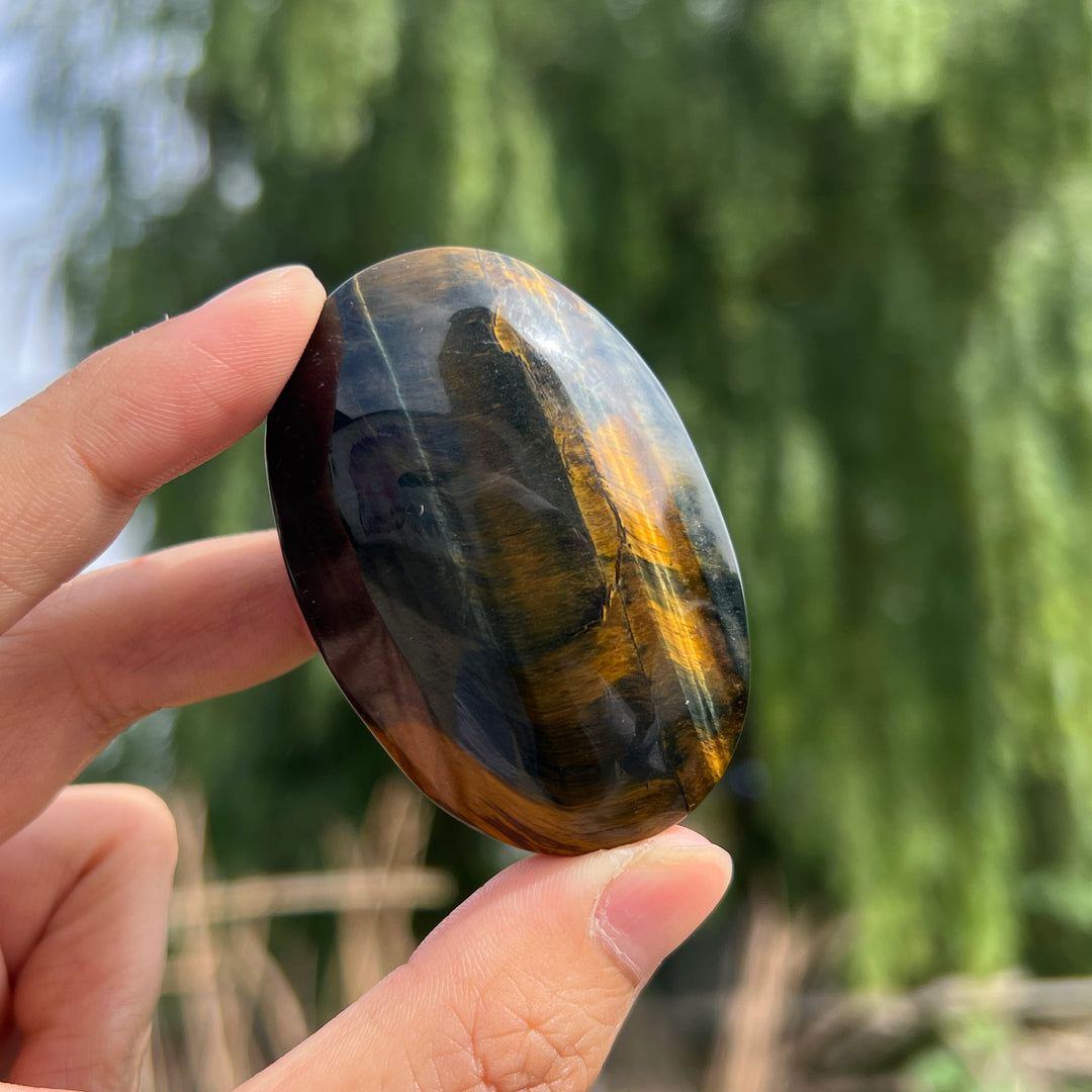 Tiger Eye Jasper Palm Stone