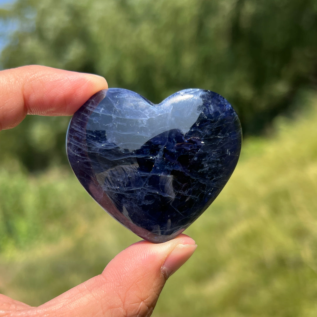 Iolite Heart Carving