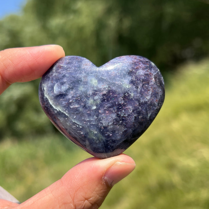 Iolite Heart Carving