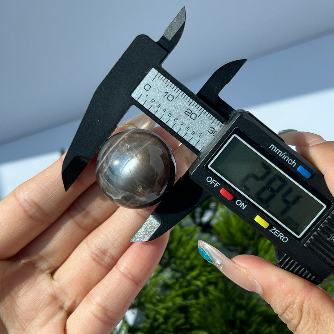 Black Moonstone with Sunstone Sphere 25MM+