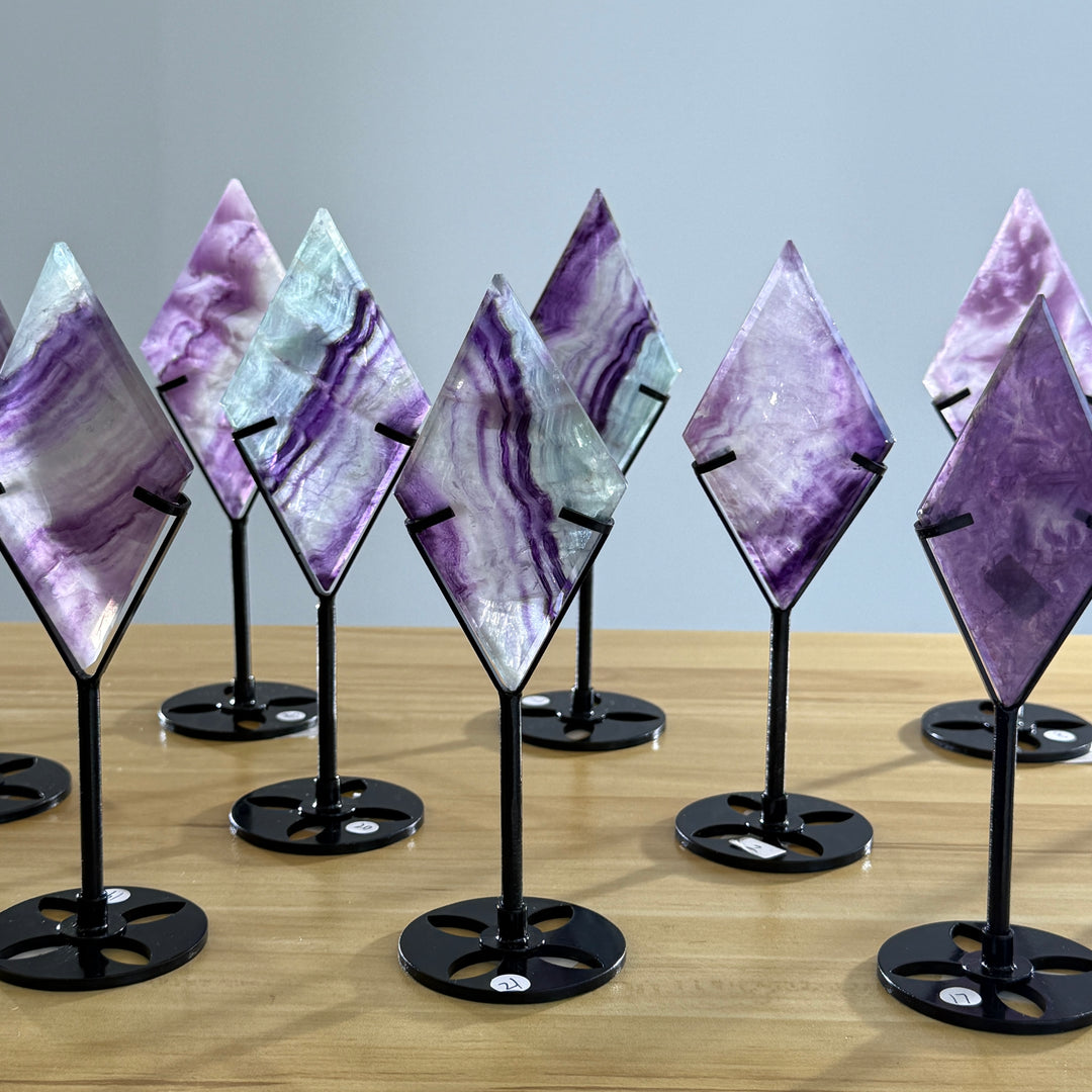 Unique,Rainbow Fluorite Diamond Slice