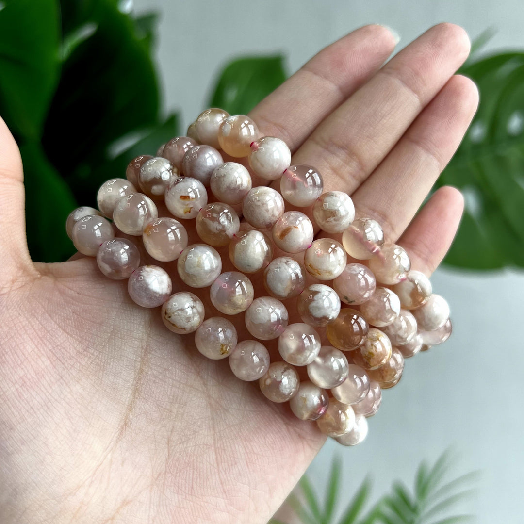 Flower Agate Bracelet, 9mm