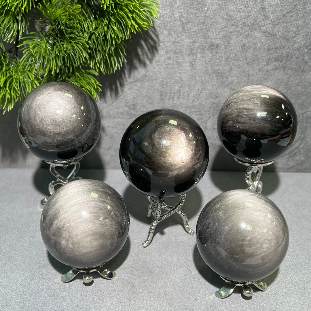 Silver Obsidian Sphere