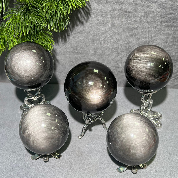 Silver Obsidian Sphere