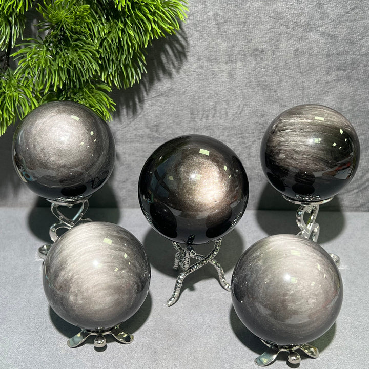 Silver Obsidian Sphere