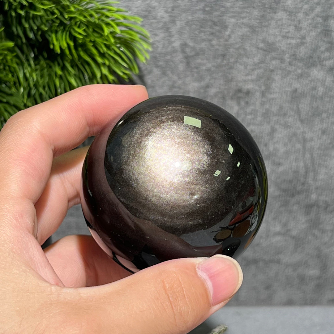 Silver Obsidian Sphere