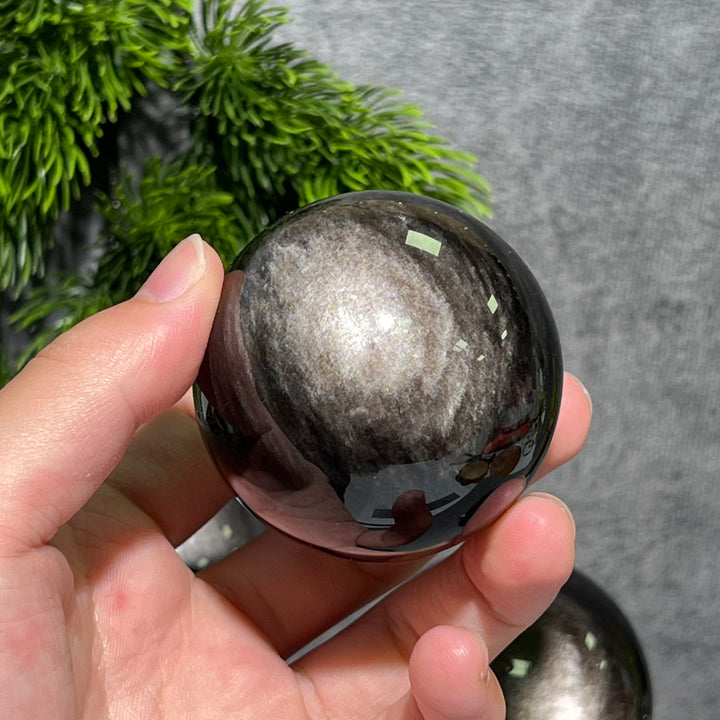 Silver Obsidian Sphere