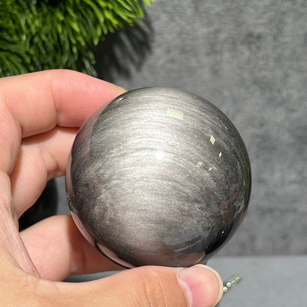 Silver Obsidian Sphere