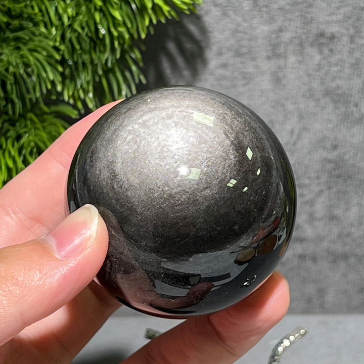 Silver Obsidian Sphere