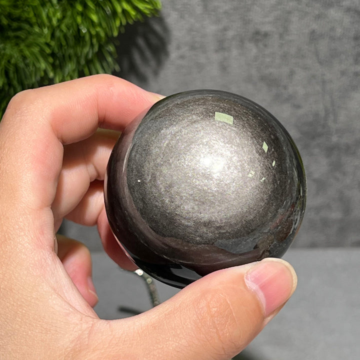 Silver Obsidian Sphere