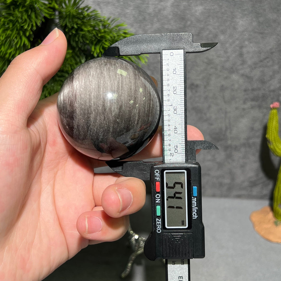 Silver Obsidian Sphere