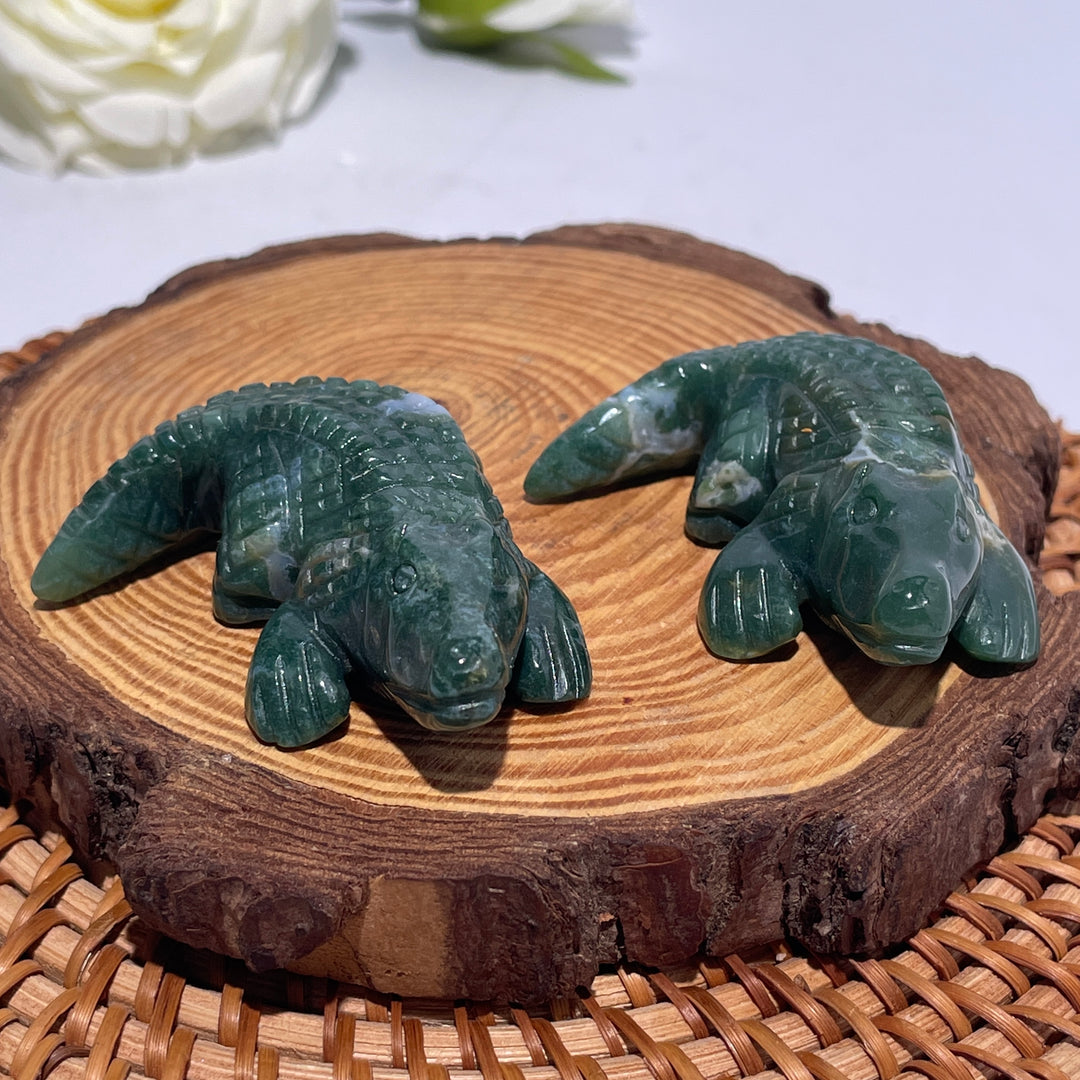 Moss Agate Crocodile