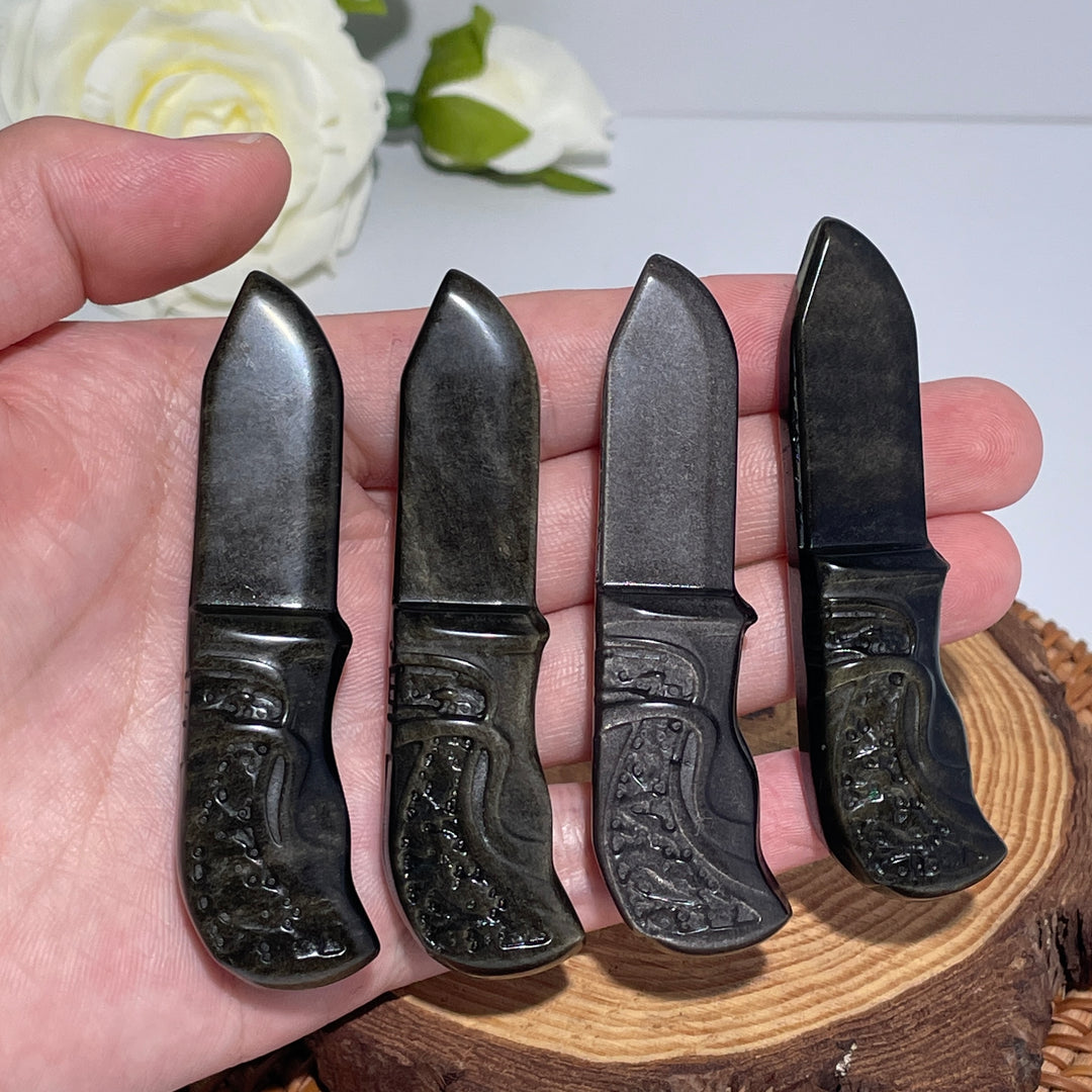 Soleil et Lune en Obsidienne Dorée/Argentée