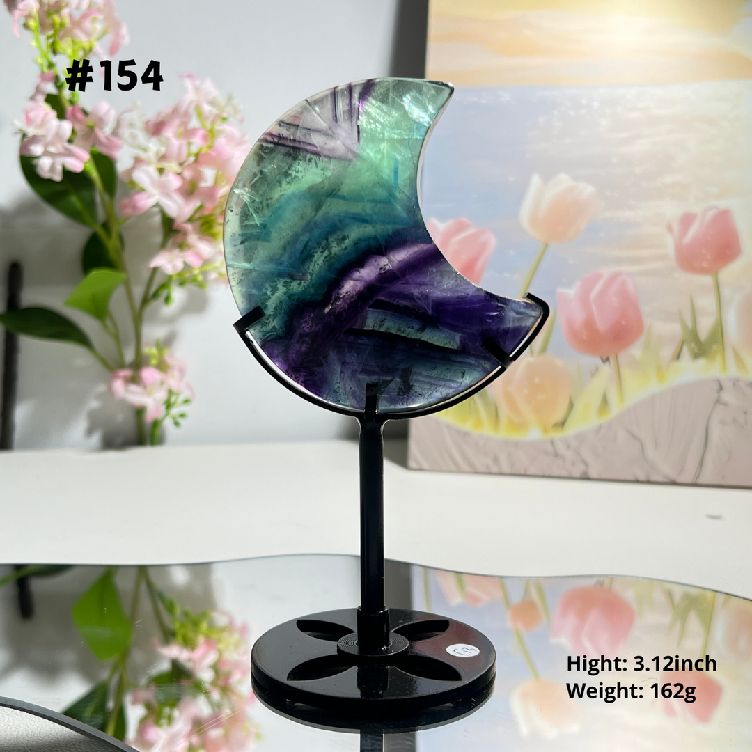 Unique,Natural Rainbow Fluorite Moon