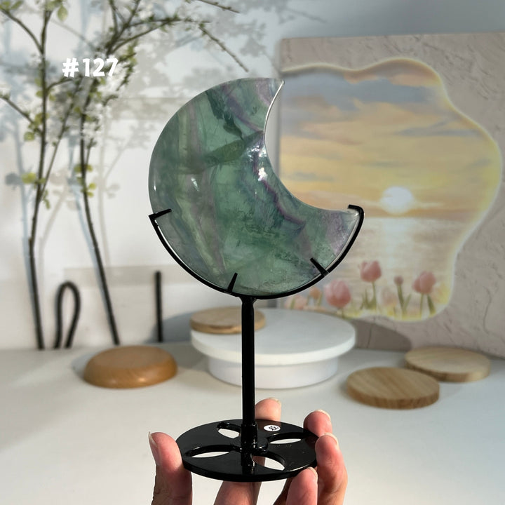Unique,Natural Rainbow Fluorite Moon