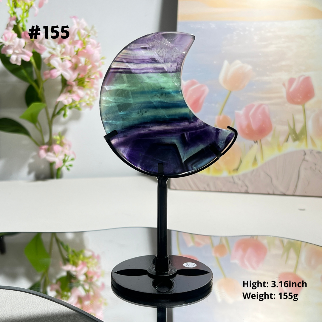 Unique,Natural Rainbow Fluorite Moon