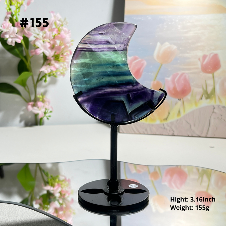 Unique,Natural Rainbow Fluorite Moon