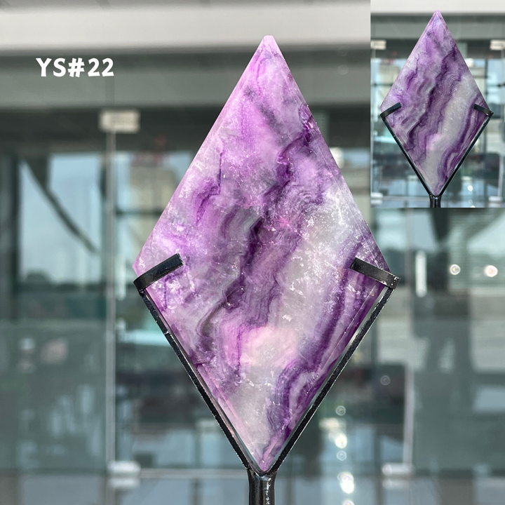 Unique,Rainbow Fluorite Diamond Slice