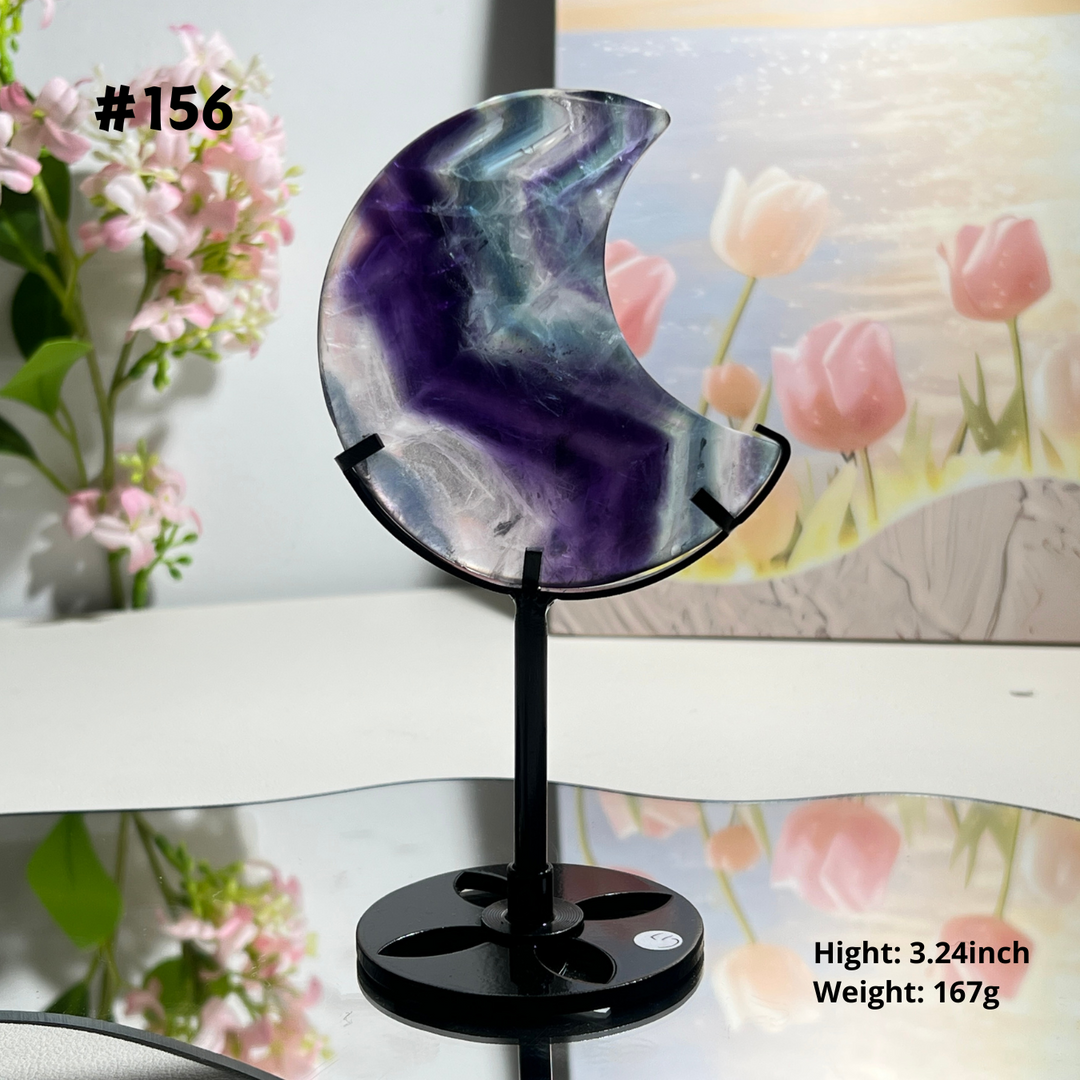 Unique,Natural Rainbow Fluorite Moon