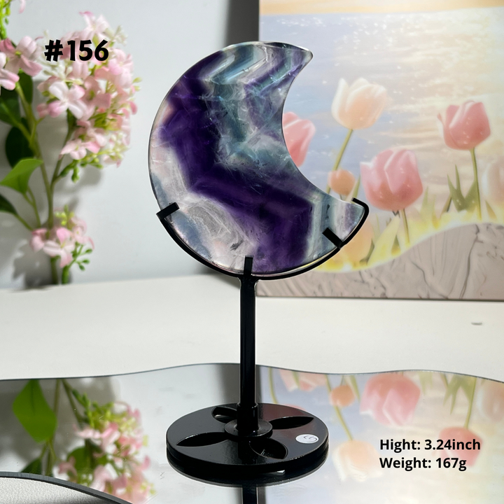 Unique,Natural Rainbow Fluorite Moon