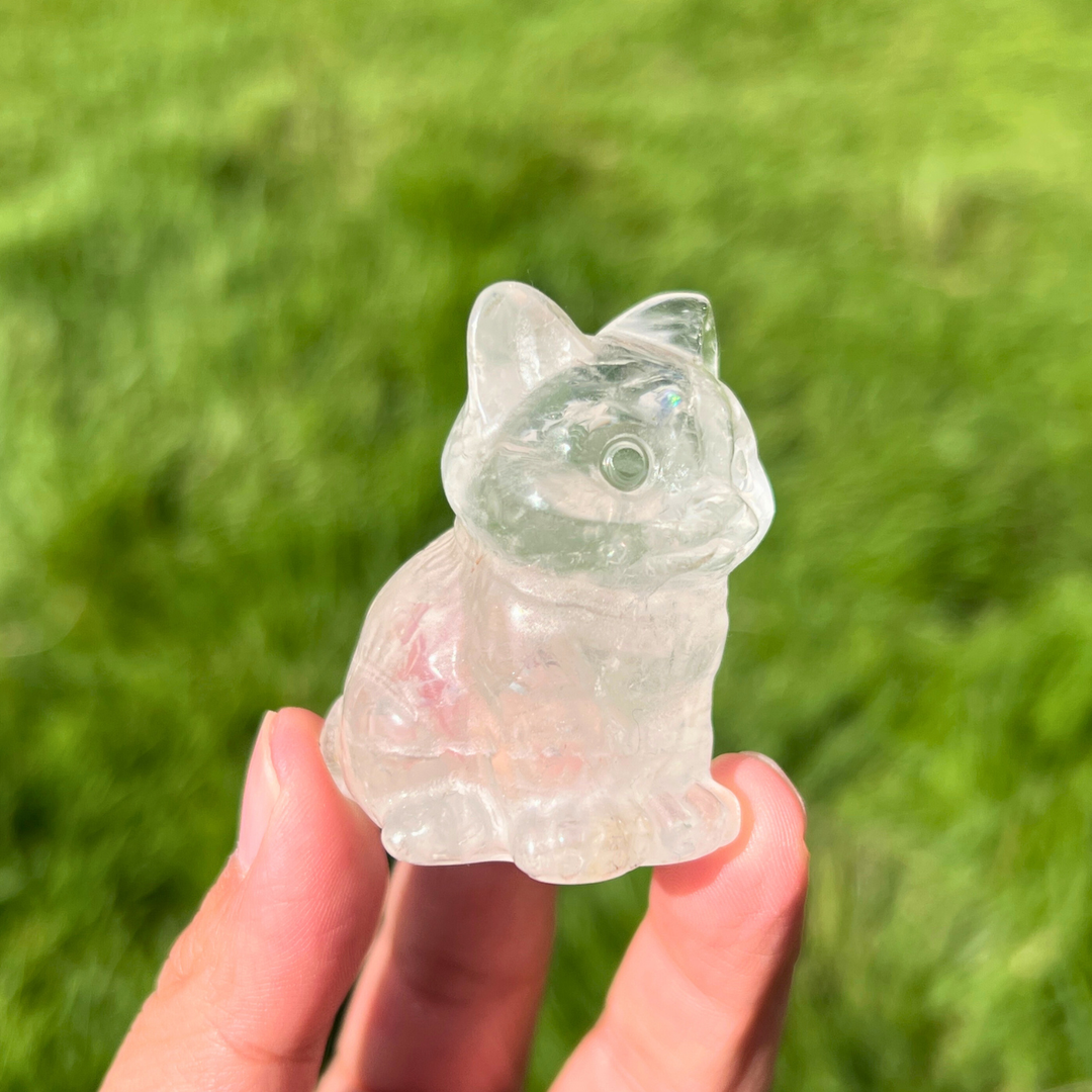Natural Clear Quartz Cat