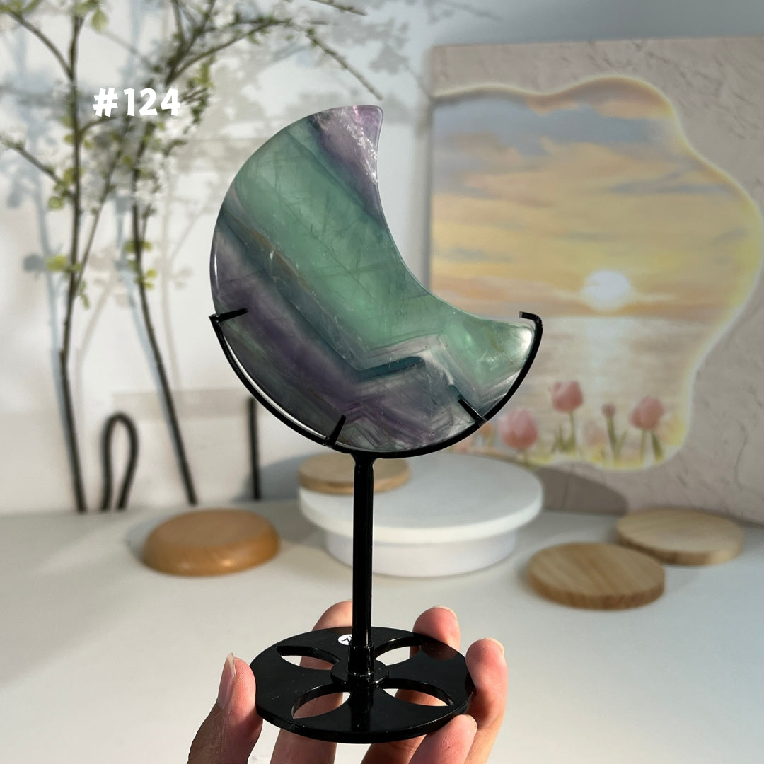 Unique,Natural Rainbow Fluorite Moon