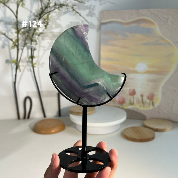 Unique,Natural Rainbow Fluorite Moon