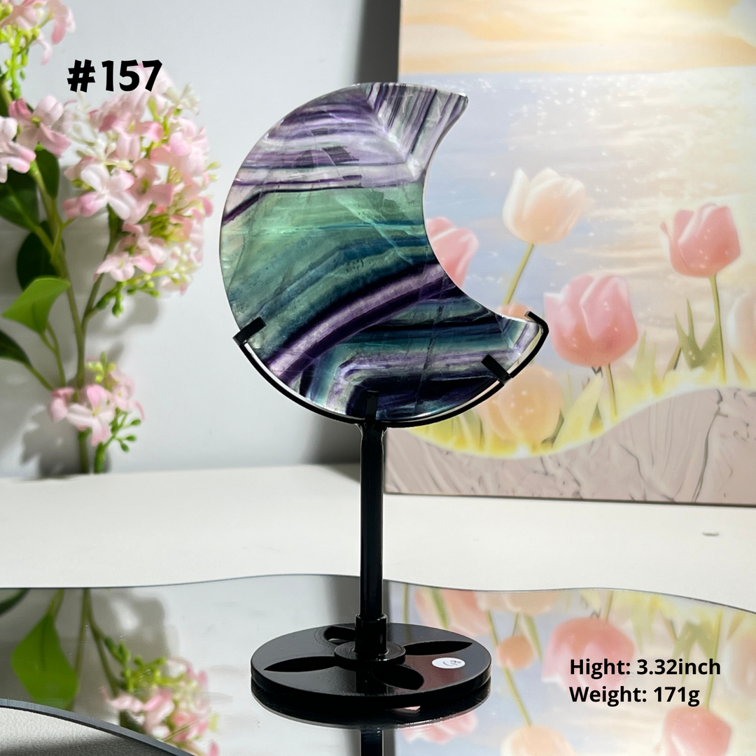 Unique,Natural Rainbow Fluorite Moon