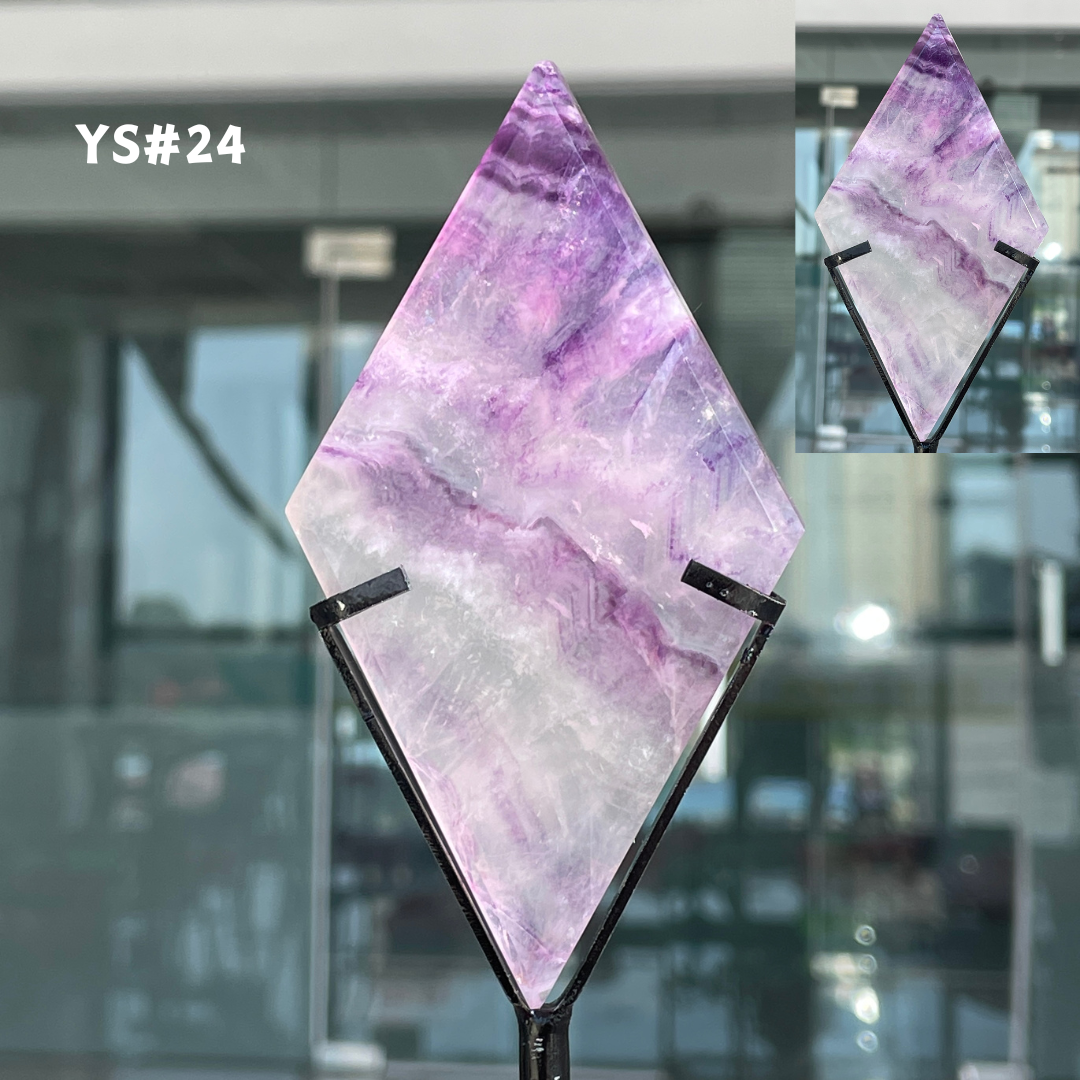 Unique,Rainbow Fluorite Diamond Slice