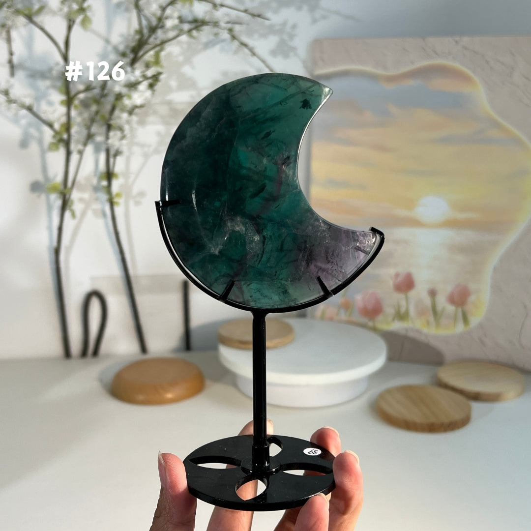 Unique,Natural Rainbow Fluorite Moon