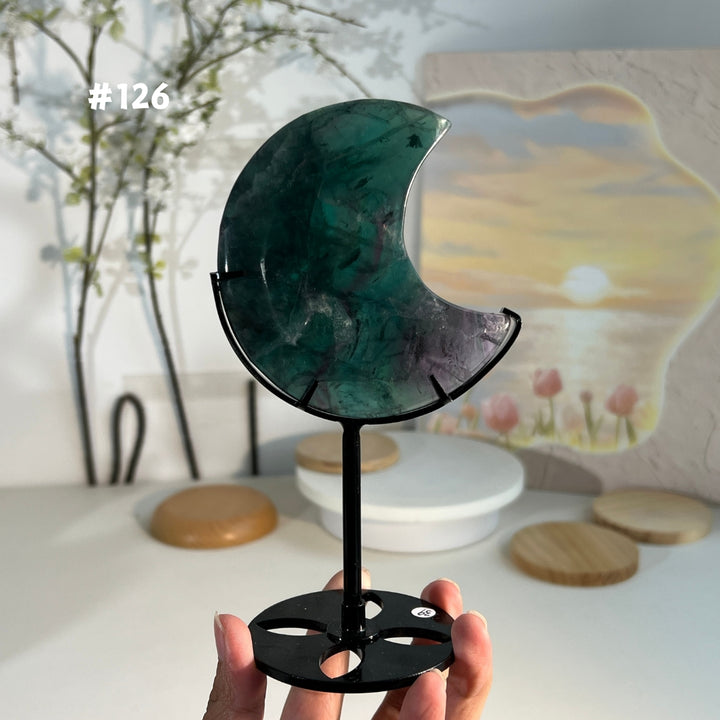Unique,Natural Rainbow Fluorite Moon