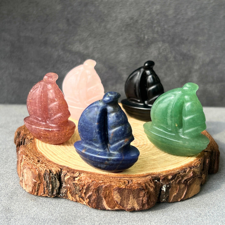 Mini Crystal Sailboat Carving