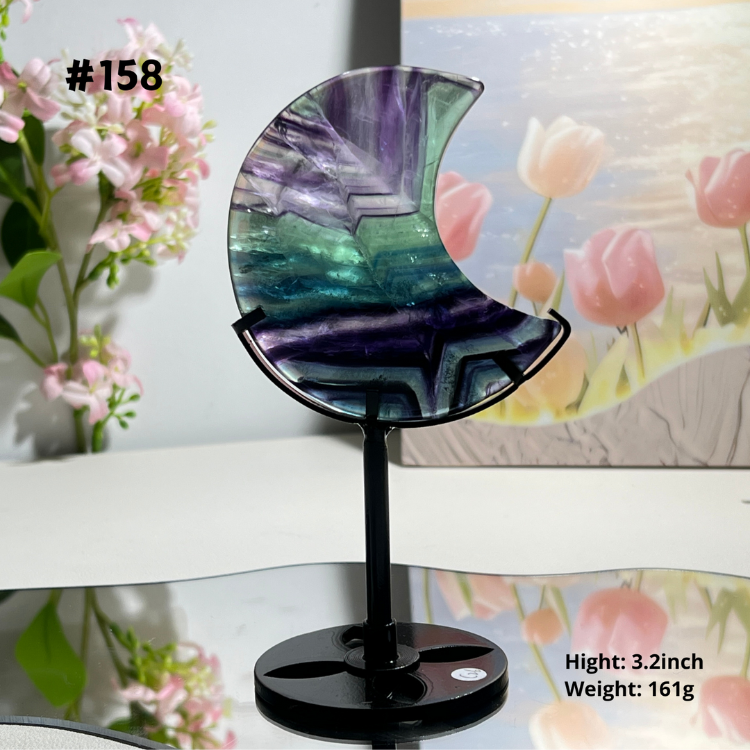 Unique,Natural Rainbow Fluorite Moon