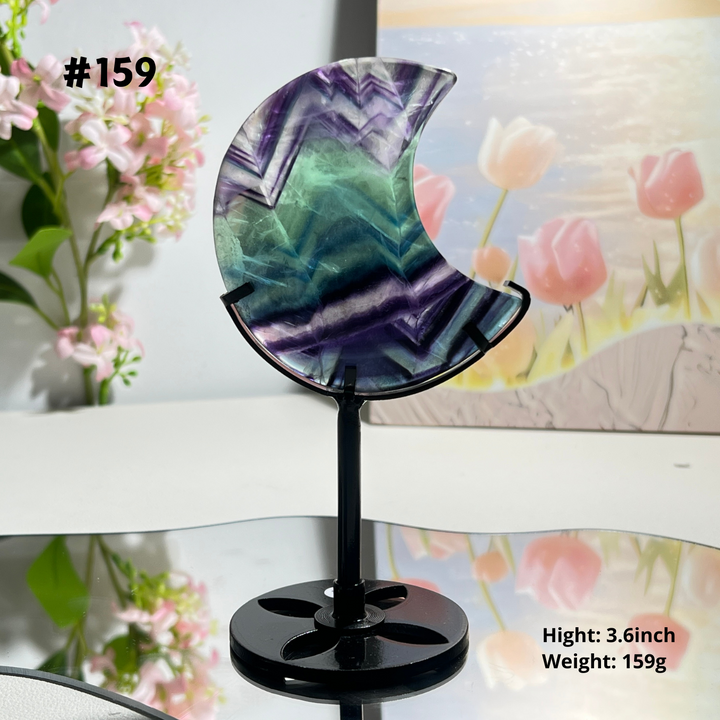 Unique,Natural Rainbow Fluorite Moon
