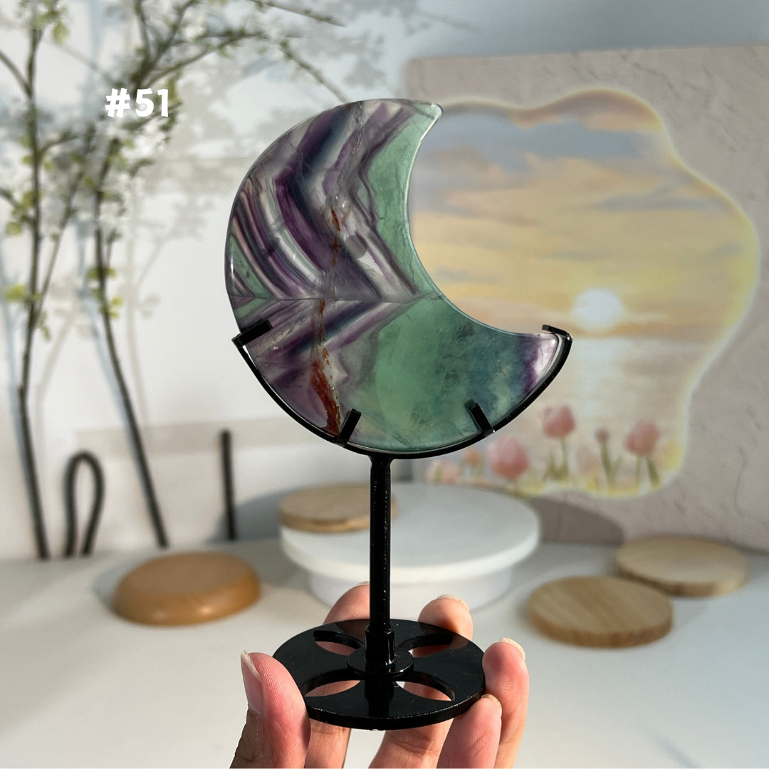 Unique,Natural Rainbow Fluorite Moon
