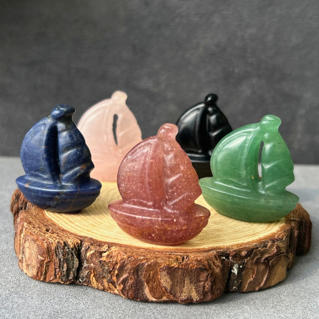 Mini Crystal Sailboat Carving