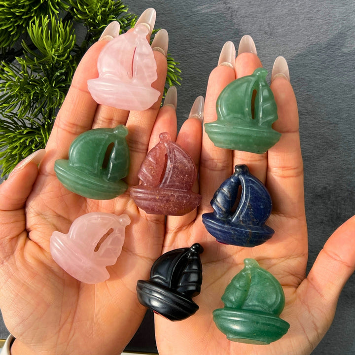 Mini Crystal Sailboat Carving