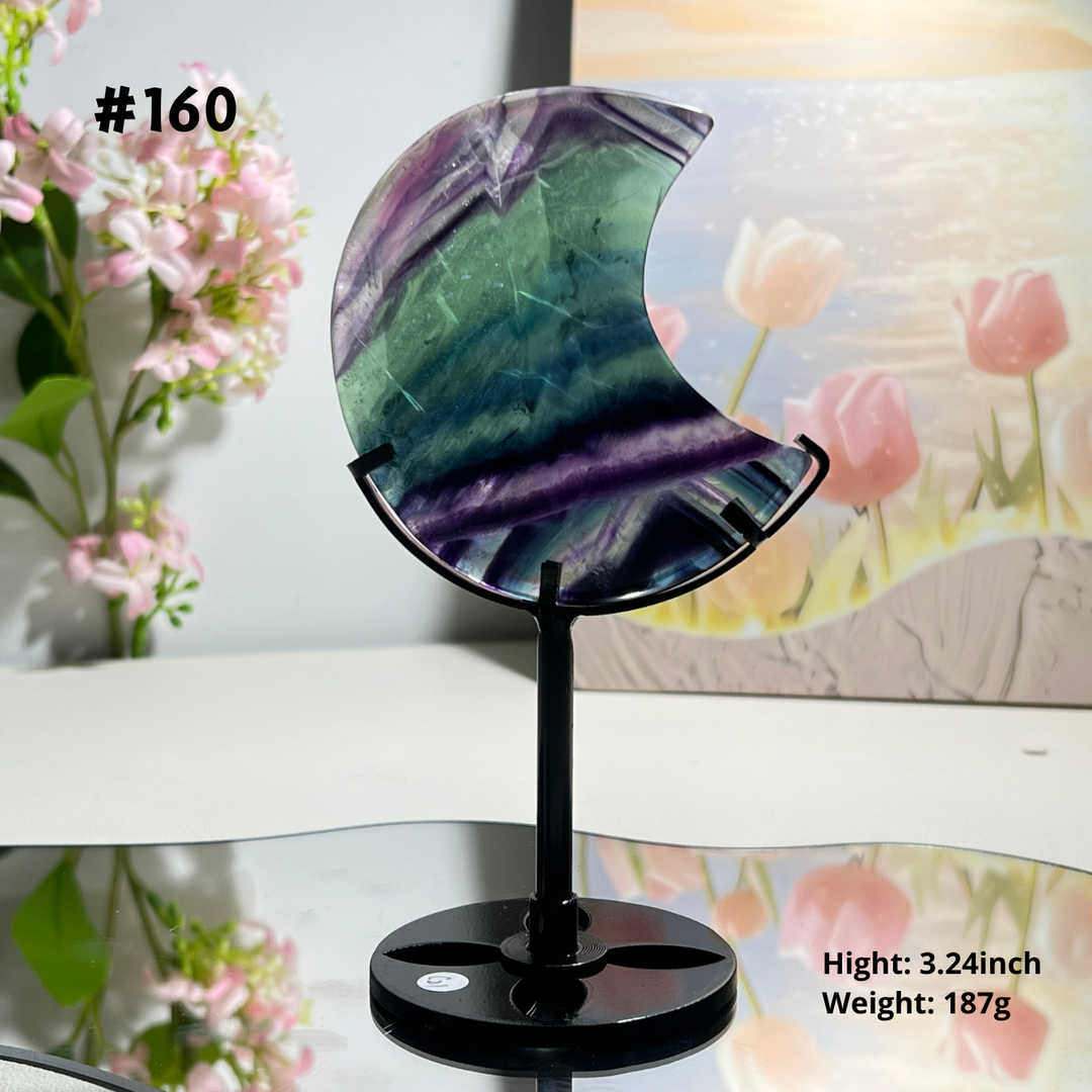 Unique,Natural Rainbow Fluorite Moon