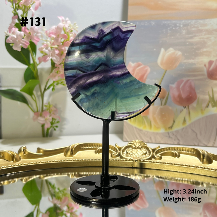 Unique,Natural Rainbow Fluorite Moon