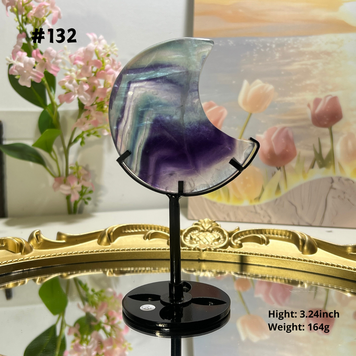 Unique,Natural Rainbow Fluorite Moon