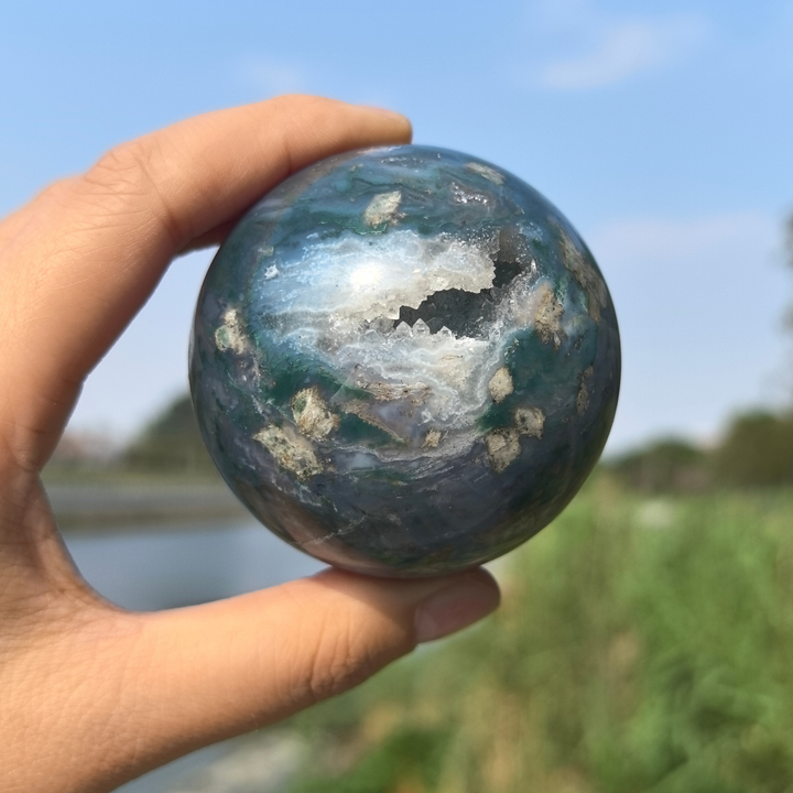 Flower Moss Agate Sphere