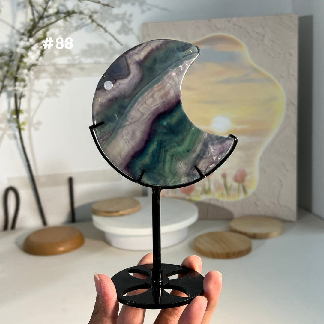 Unique,Natural Rainbow Fluorite Moon