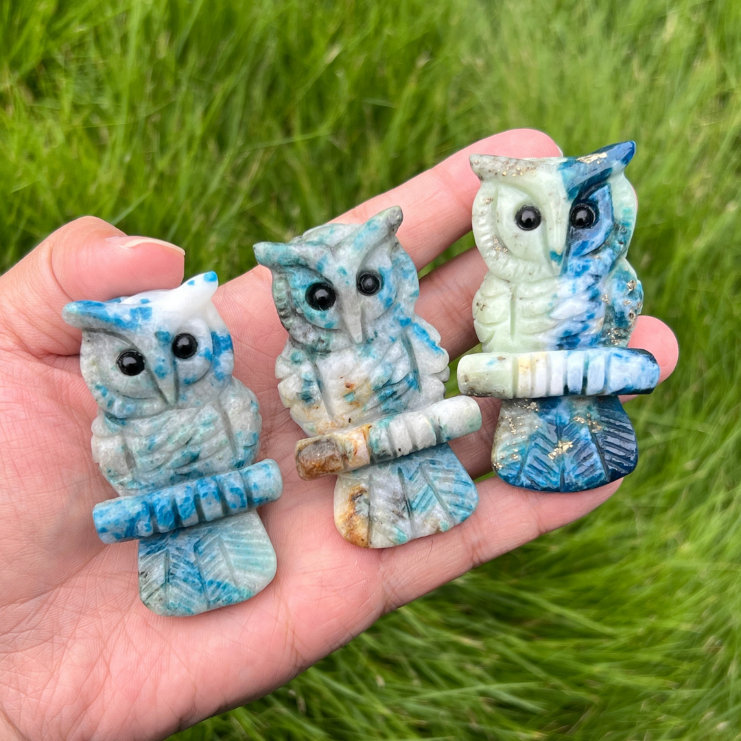 Natural Green and Blue Sodalite Owl