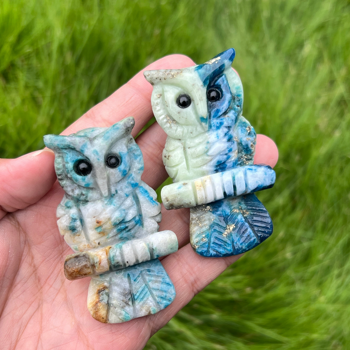 Natural Green and Blue Sodalite Owl
