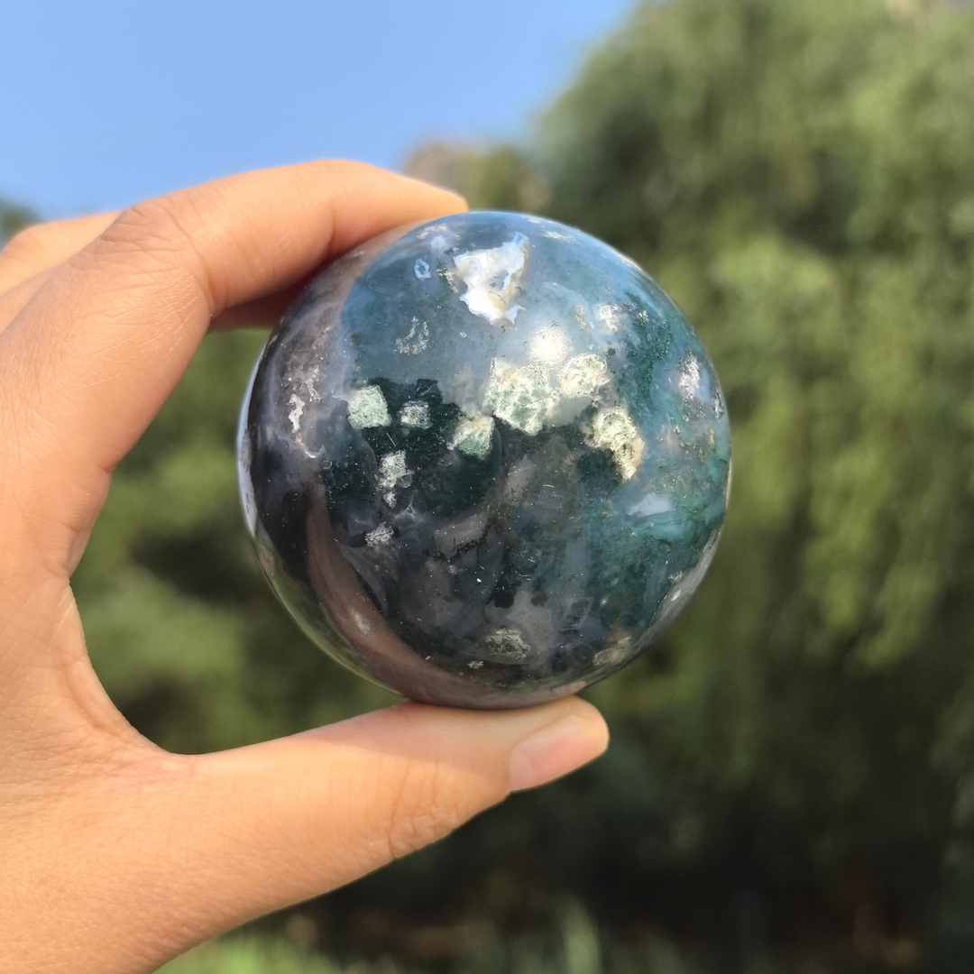 Flower Moss Agate Sphere