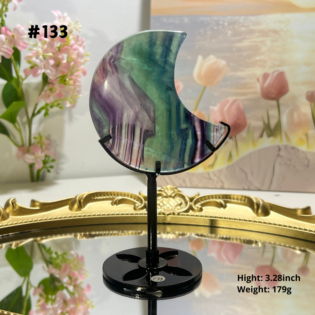 Unique,Natural Rainbow Fluorite Moon