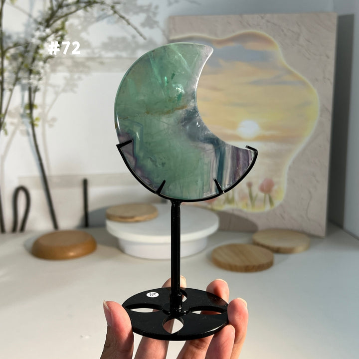 Unique,Natural Rainbow Fluorite Moon